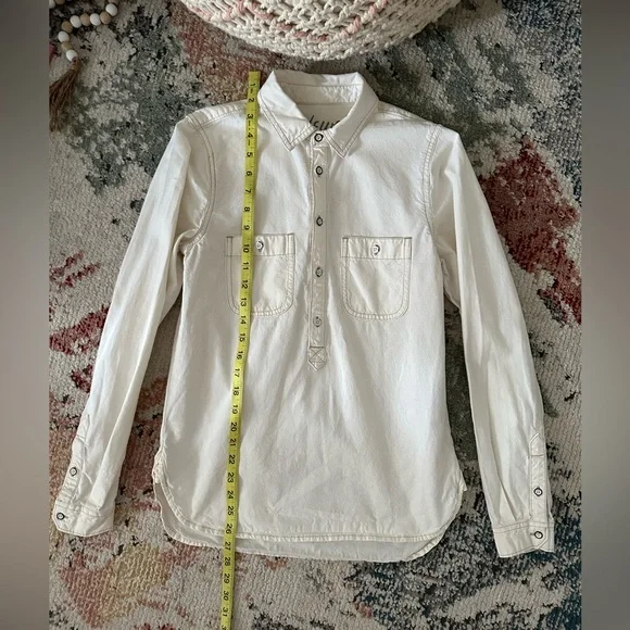 Madewell Denim Shirt Women’s Size XS Long Sleeve Popover Shirt Off-White Western - Picture 6 of 16